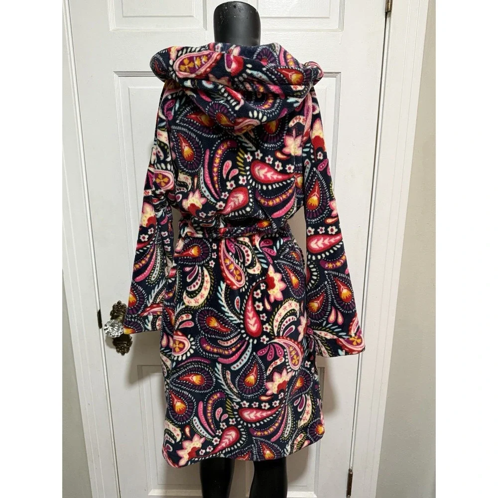 Vera Bradley Womens Multicolored Small Medium Long Sleeve Robe With Hood